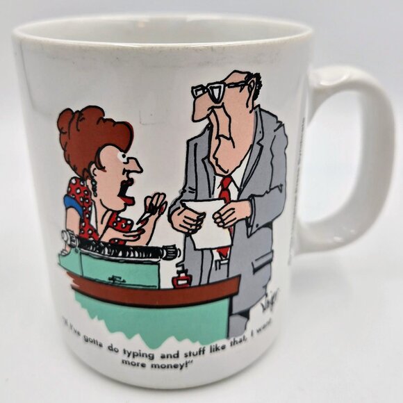 Vintage Herman Coffee Mug Cup Newspaper Comic Jim Unger Contenova Japan Read - Picture 1 of 10